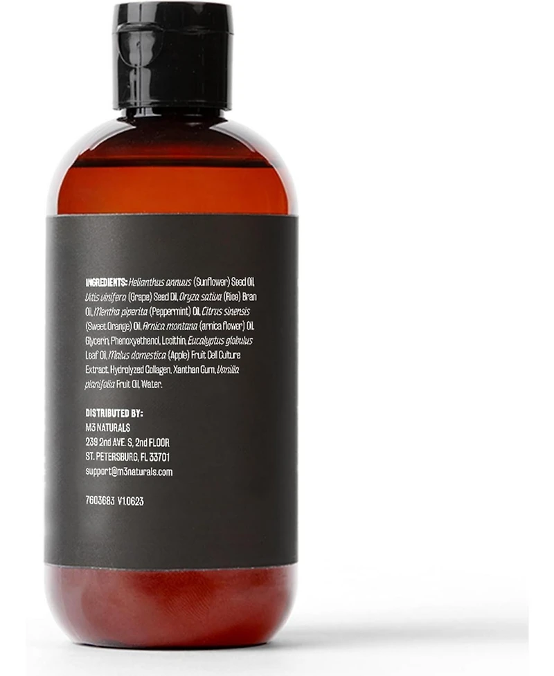M3 Sore Muscle Massage Oil with Collagen, Stem Cells and Menthol | Full Body Massage Oil | 8 fl oz, Pack of 2