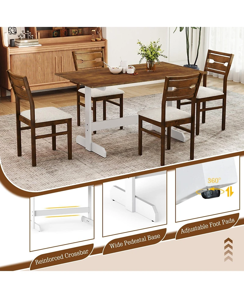 Mecale 55-Inch Rectangular Dining Table with Trestle Base for 4-6