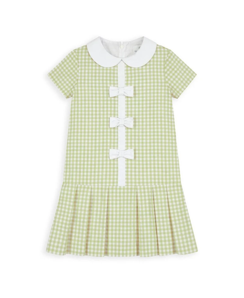 Florence Eiseman Girls (4-6X) Check Dress with Pleated Skirt And Bows