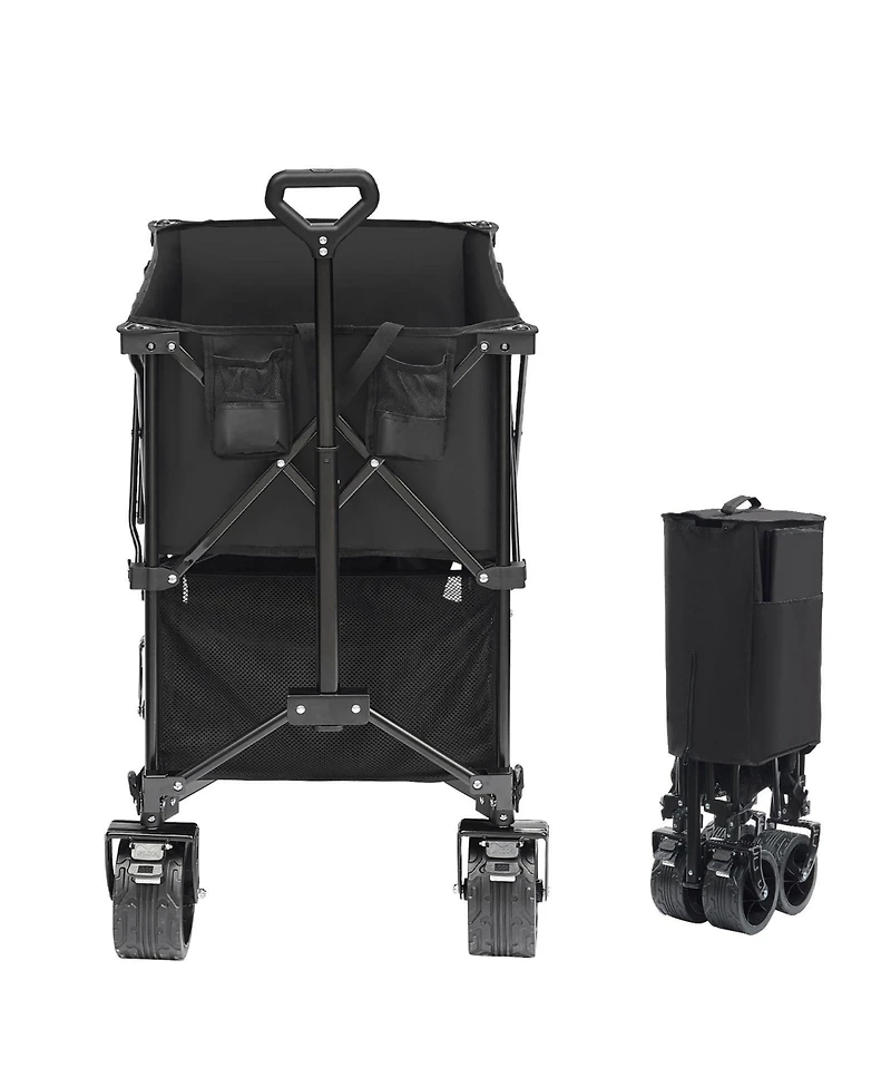 Mountaintop Foldable Double Decker Wagon,400L Cart,350-450LBS,All-Terrain Wheels,52" Extender,Camping Garden