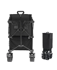 Mountaintop Foldable Double Decker Wagon,400L Cart,350-450LBS,All-Terrain Wheels,52" Extender,Camping Garden