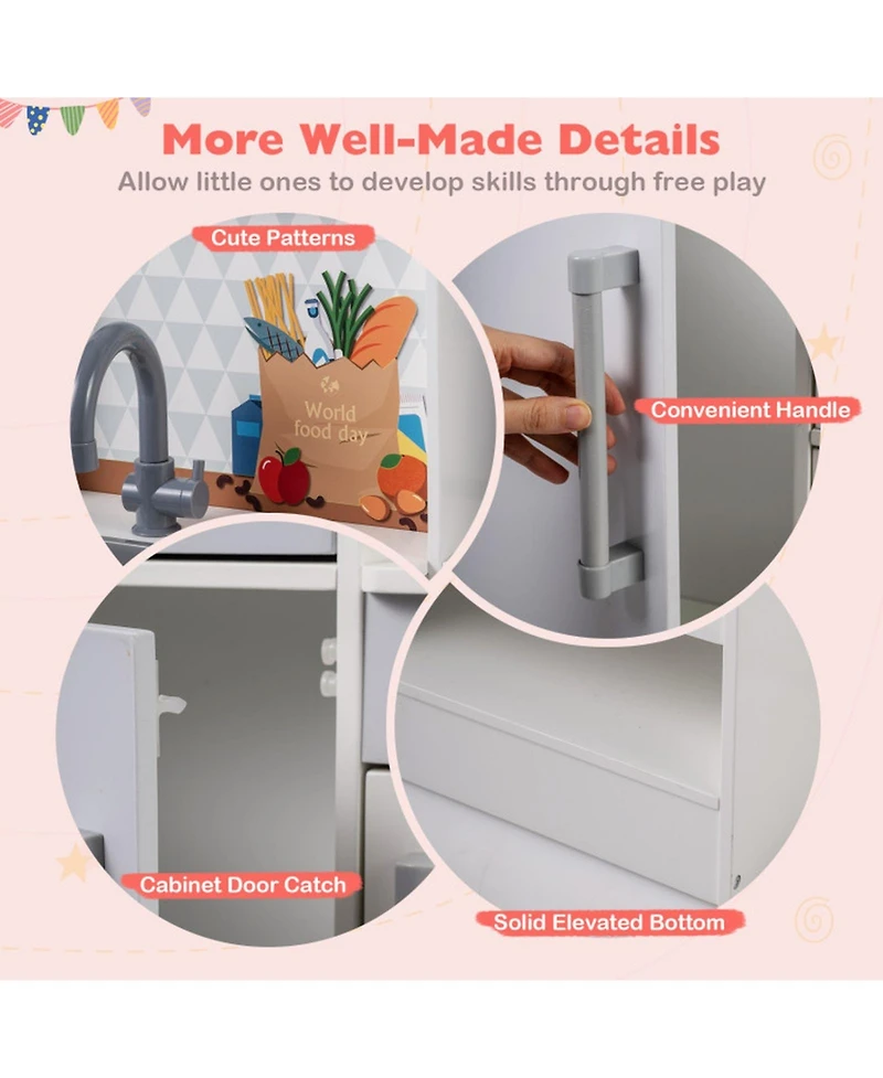 Sugift Double-Sided Toddler Play Kitchen with Water Dispenser and Luminous Range Hood Ages 3 Plus