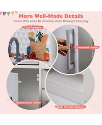 Sugift Double-Sided Toddler Play Kitchen with Water Dispenser and Luminous Range Hood Ages 3 Plus