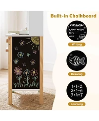 Sugift Wooden Toy Kitchen Playset with Built-In Chalkboard and Stainless Steel Sink, 13-Piece, Ages 3+