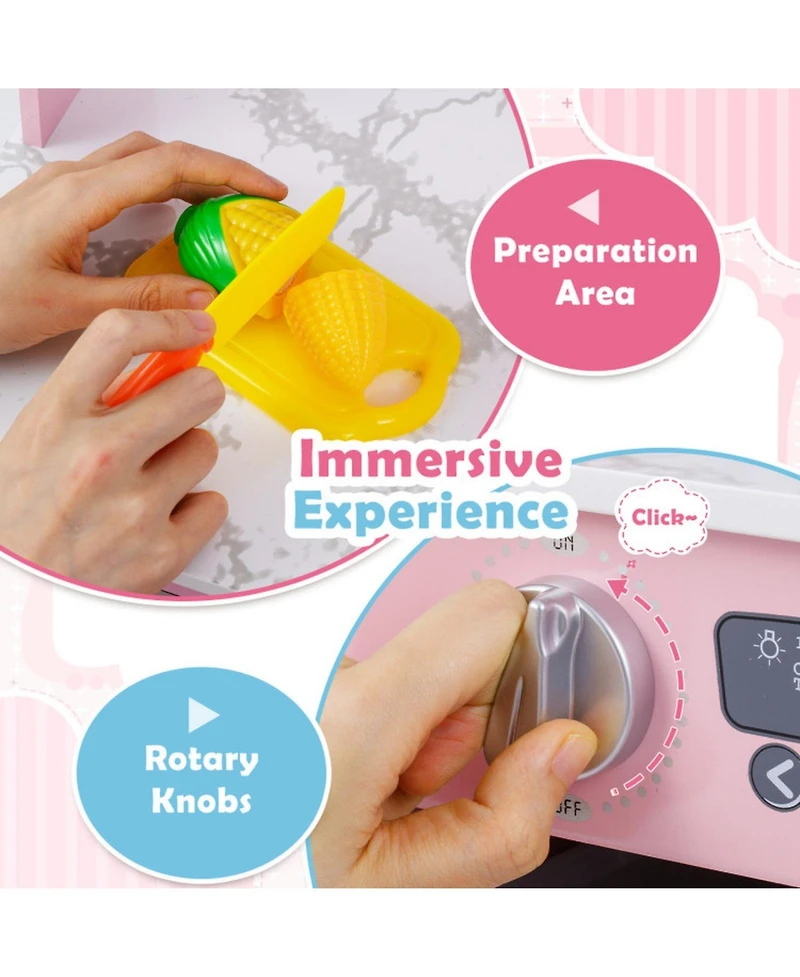 Sugift Interactive Play Kitchen with Circulating Water Sink and Lights and Sounds, Ages 3+
