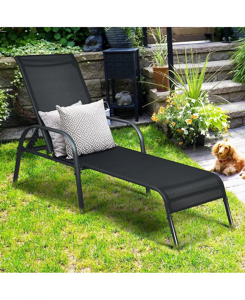 Mecale Adjustable Folding Patio Chaise Lounge Chair with Backrest