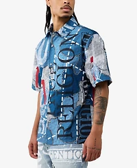 True Religion Men's Poplin Print Shirt