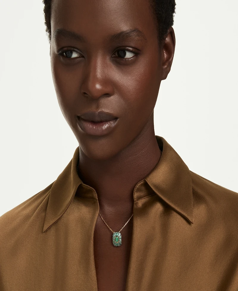 Swarovski Gold-Tone Plated Green Crystal Necklace
