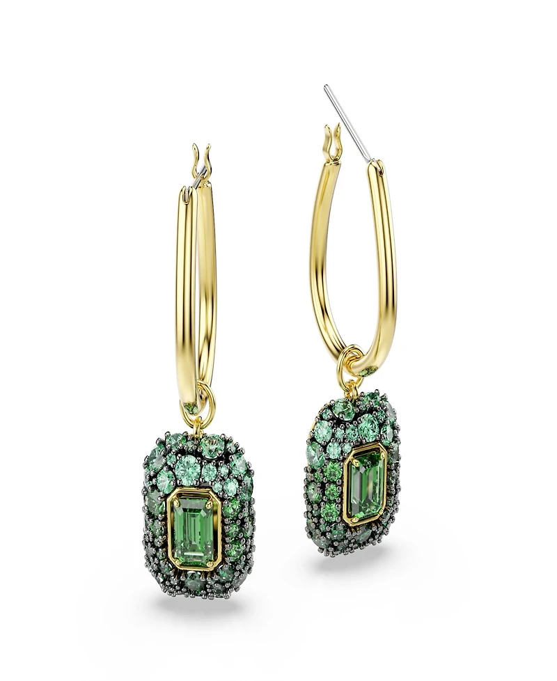 Swarovski Gold-Tone Plated Green Crystal Earrings