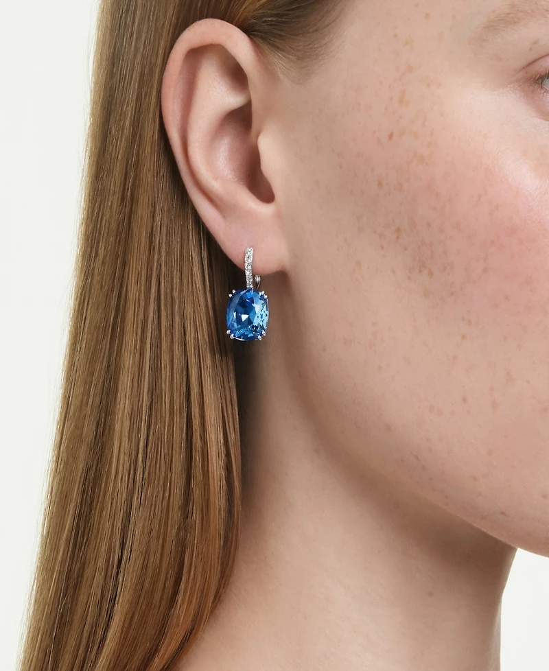 Swarovski Gold-Tone Plated Blue Crystal Earrings