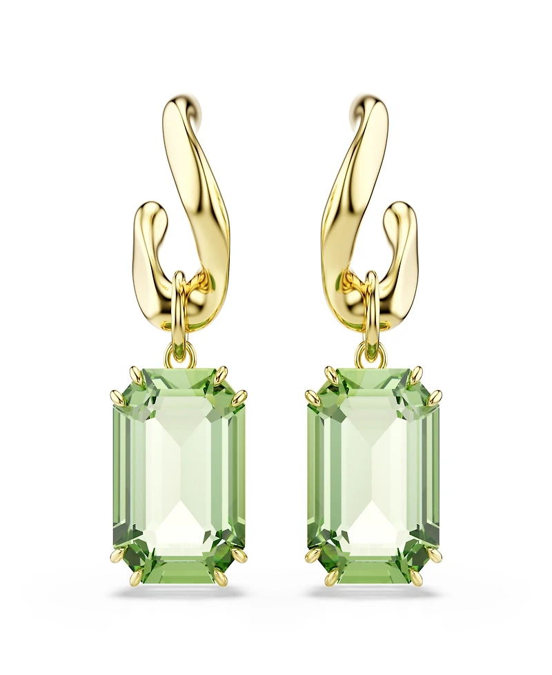 Swarovski Gold-Tone Plated Green Crystal Earrings