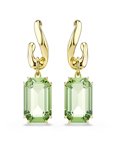 Swarovski Gold-Tone Plated Green Crystal Earrings