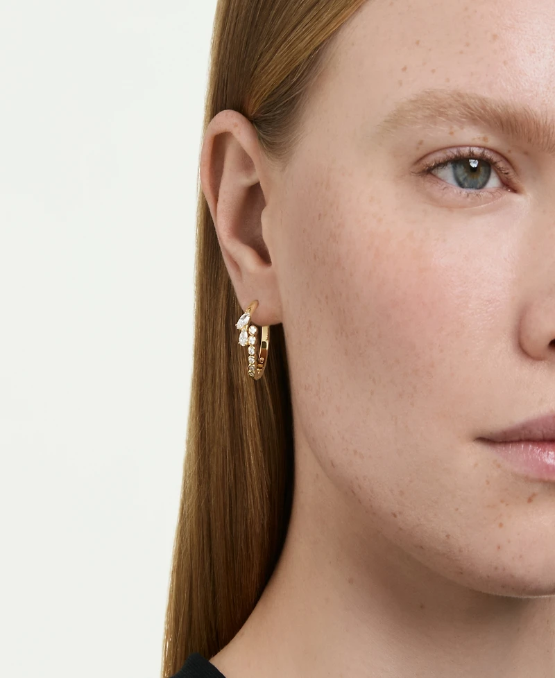 Swarovski Gold-Tone Plated White Crystal Earrings
