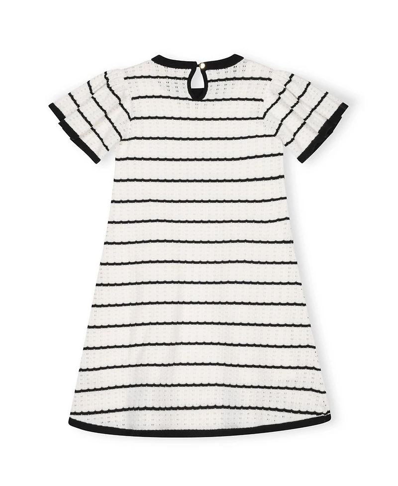 Hope & Henry Little Girls (6 - 12) Organic Bow Detail Pointelle Sweater Dress