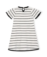 Hope & Henry Little Girls (6 - 12) Organic Bow Detail Pointelle Sweater Dress