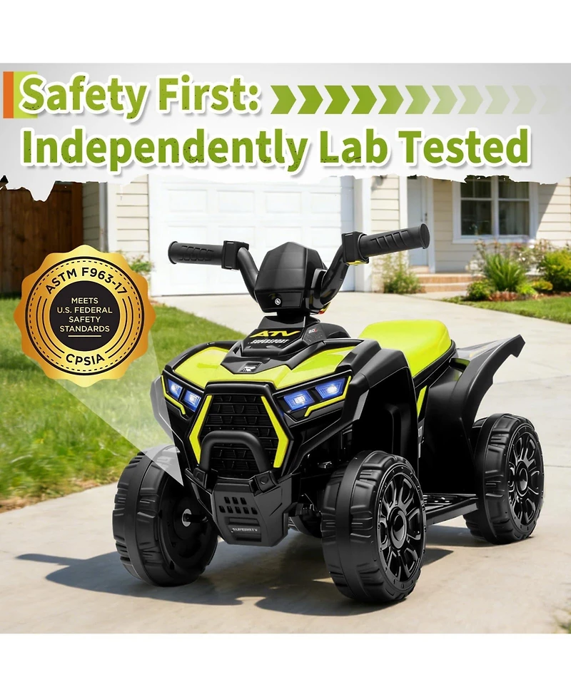 23.6 x 14.6 in Kids Electric Atv Ride On Car, 6V Battery Powered Quad for Toddlers, Outdoor Ride On Toy