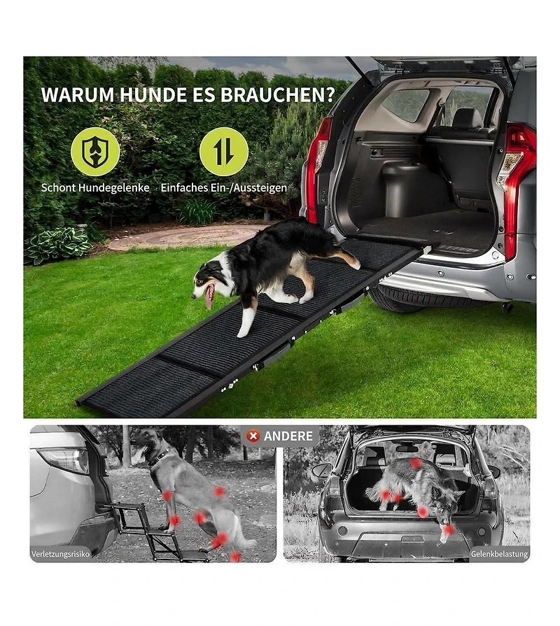 63 in Dog Ramp for Car Suv Truck, Foldable Non-Slip Aluminum Frame Pet Ramp for Large Dogs