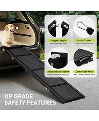 63 in Dog Ramp for Car Suv Truck, Foldable Non-Slip Aluminum Frame Pet Ramp for Large Dogs