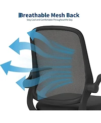 Black Ergonomic Mesh Office Chair with Flip-Up Arms and Lumbar Support