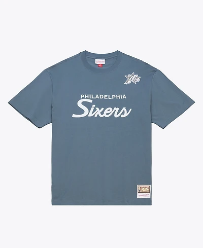Mitchell & Ness Men's Gray Philadelphia 76ers Thunderstorm Short Sleeve T-Shirt