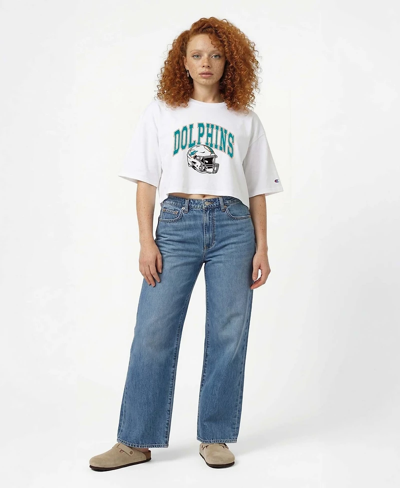 Champion Women's Miami Dolphins Boyfriend-Cropped T-Shirt