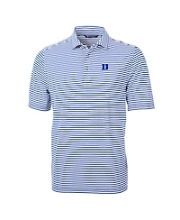Cutter & Buck Men's Royal Duke Blue Devils Virtue Eco Pique Stripe DryTec Polo Shirt