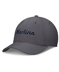 Nike Men's Gray Miami Marlins Swoosh Performance Flex Hat