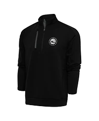 Antigua Men's Black Philadelphia 76ers Metallic Logo Generation Quarter-Zip Pullover Sweatshirt