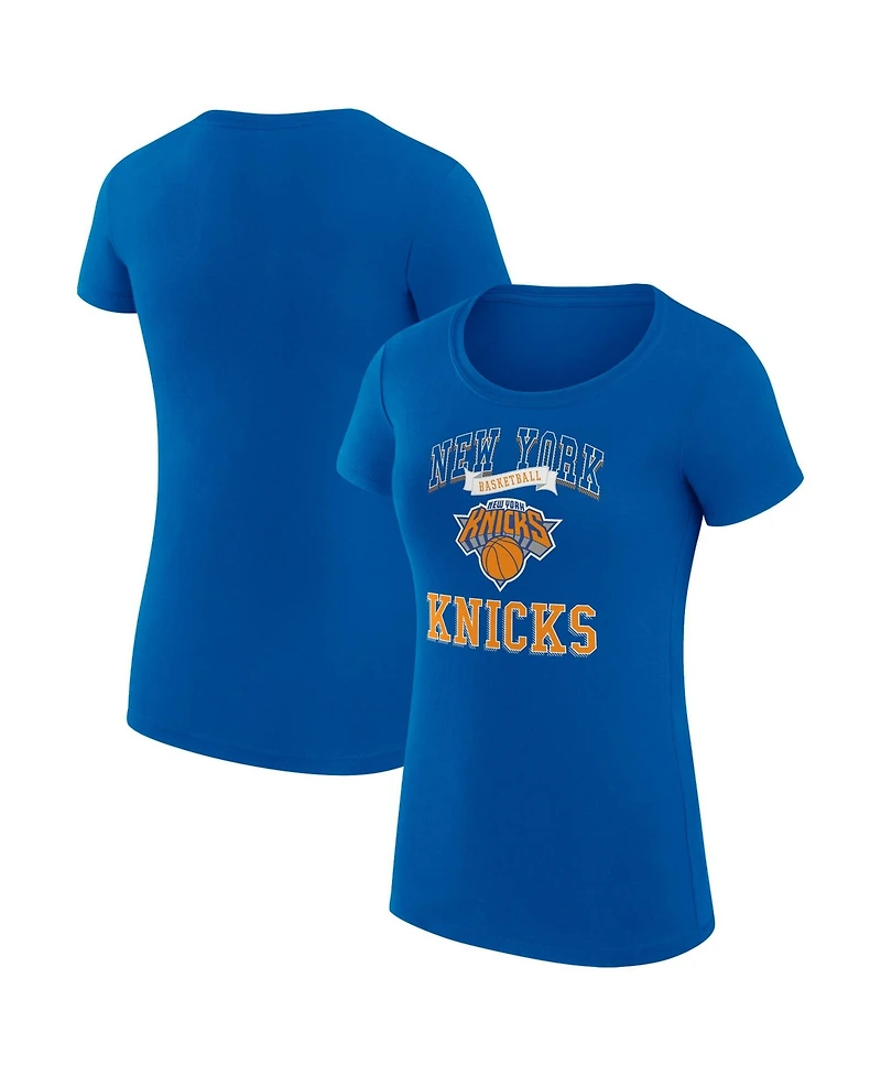 G-iii 4Her by Carl Banks Women's Blue New York Knicks Super-Slim Fit Lightweight Team Logo T-Shirt