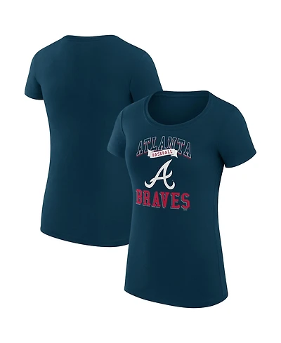 G-iii 4Her by Carl Banks Women's Navy Atlanta Braves Super-Slim Fit Lightweight Team Logo Graphic T-Shirt