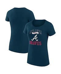 G-iii 4Her by Carl Banks Women's Navy Atlanta Braves Super-Slim Fit Lightweight Team Logo Graphic T-Shirt