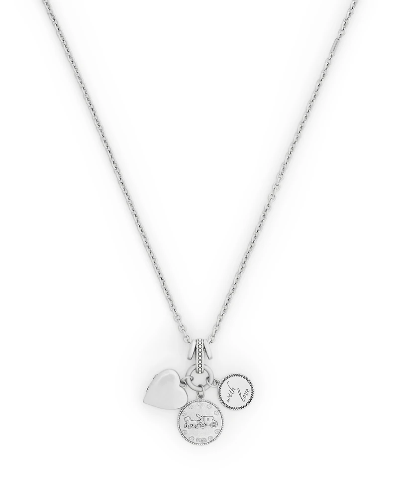 Coach Silver Heritage Charm Pendant Necklace