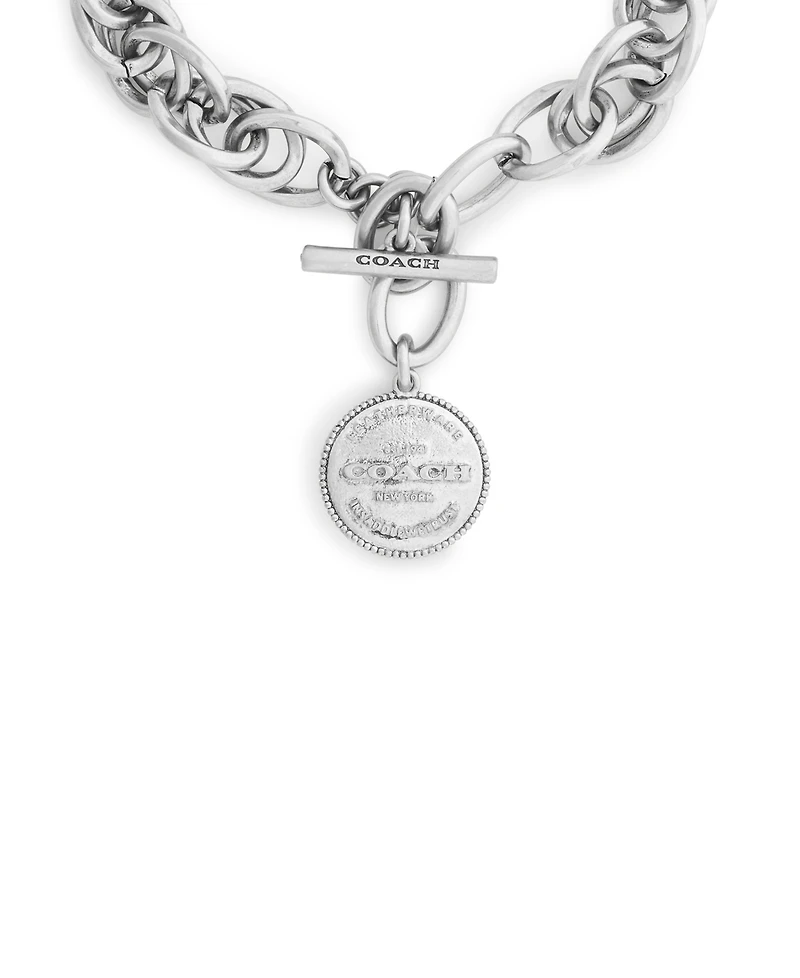 Coach Antique Silver Heritage Twist Link Bracelet
