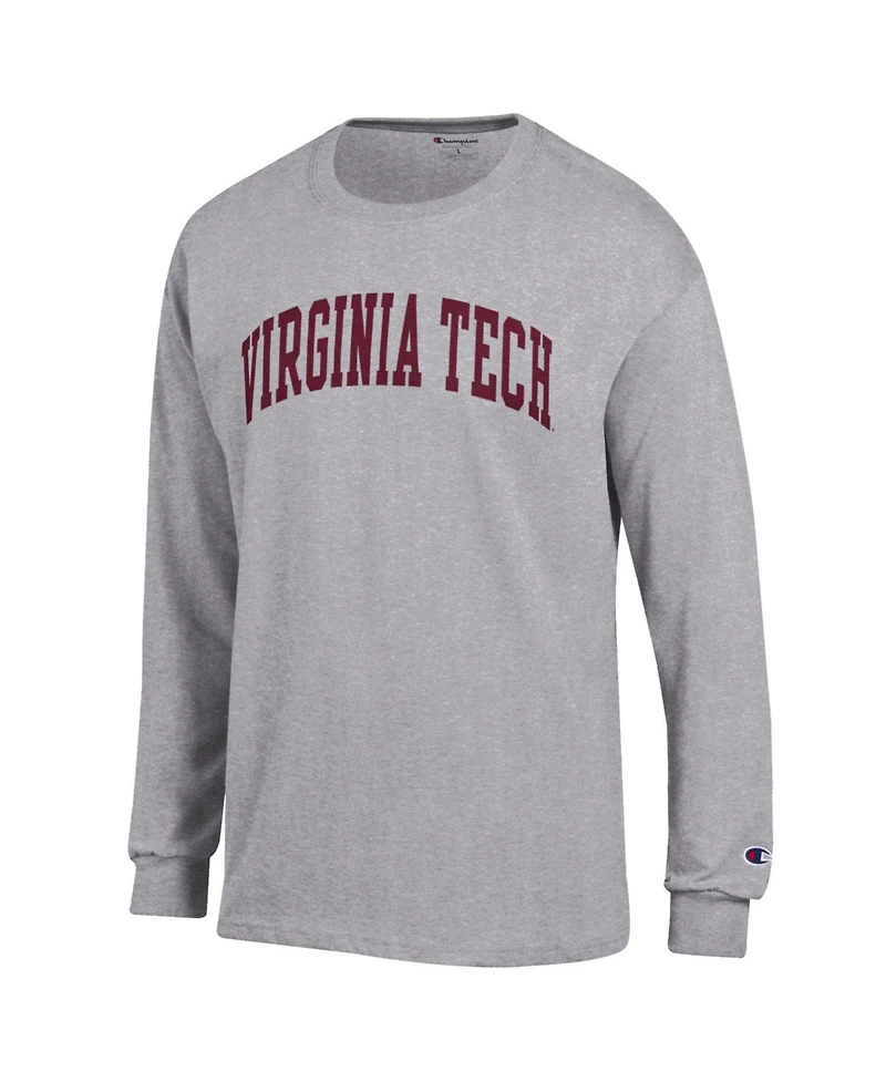 Champion Men's Heather Gray Virginia Tech Hokies Basic Arch Long sleeves T-Shirt