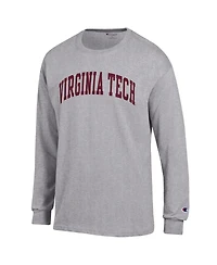 Champion Men's Heather Gray Virginia Tech Hokies Basic Arch Long sleeves T-Shirt