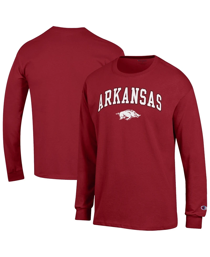 Champion Men's Champion Cardinal Arkansas Razorbacks Arch Over Logo Long sleeves T-Shirt