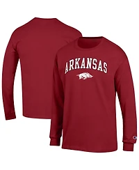 Champion Men's Champion Cardinal Arkansas Razorbacks Arch Over Logo Long sleeves T-Shirt