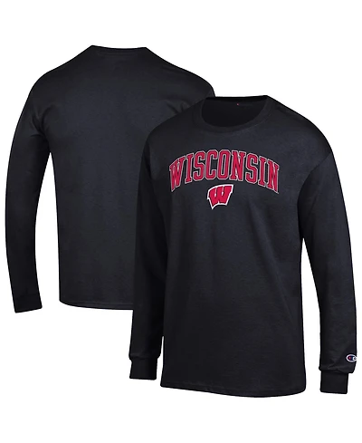 Champion Men's Champion Black Wisconsin Badgers Arch Over Logo Long sleeves T-Shirt