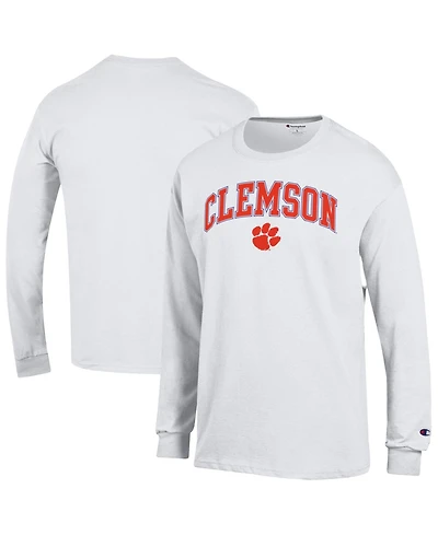 Champion Men's Champion White Clemson Tigers Arch Over Logo Long sleeves T-Shirt