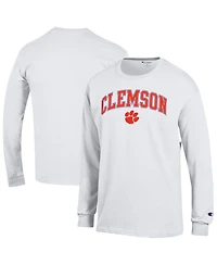 Champion Men's Champion White Clemson Tigers Arch Over Logo Long sleeves T-Shirt