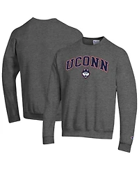 Champion Men's Champion Heather Charcoal UConn Huskies Arch Over Logo Pullover Sweatshirt