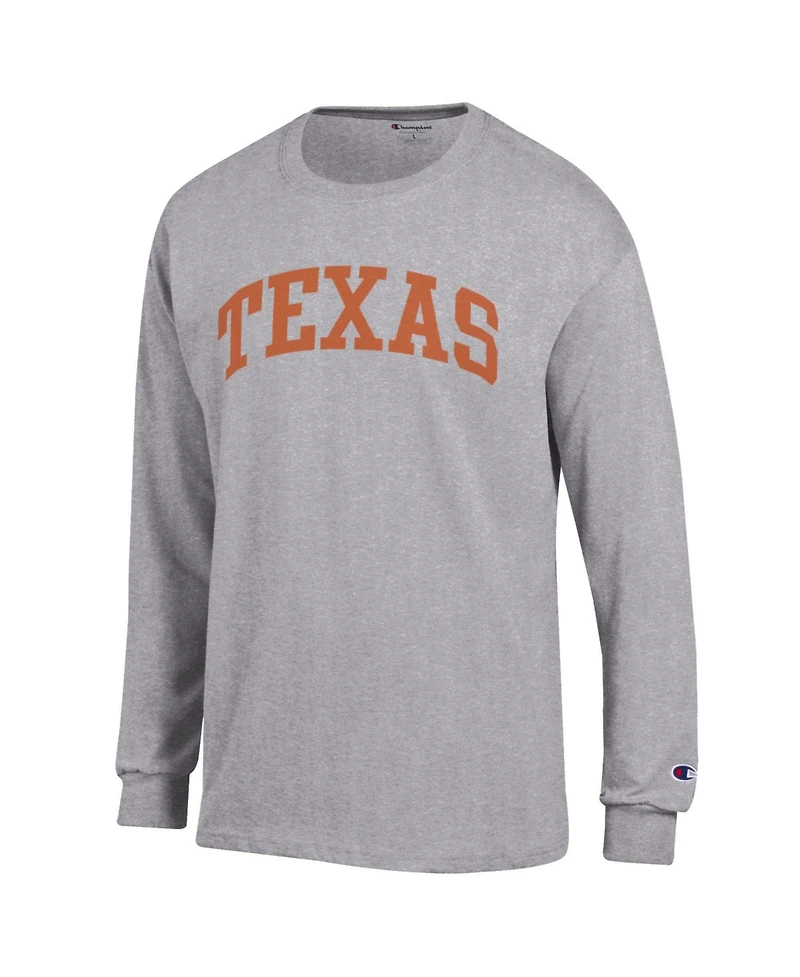 Champion Men's Heather Gray Texas Longhorns Basic Arch Long sleeves T-Shirt
