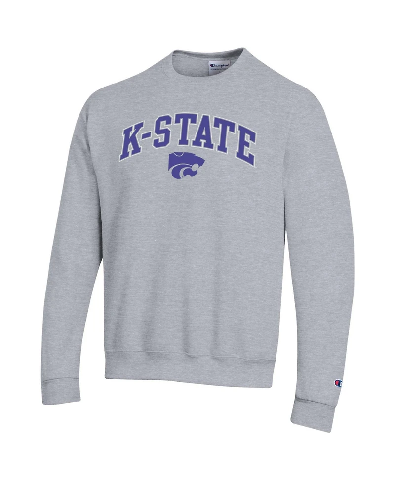 Champion Men's Champion Heather Gray Kansas State Wildcats Arch Over Logo Pullover Sweatshirt