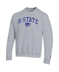 Champion Men's Champion Heather Gray Kansas State Wildcats Arch Over Logo Pullover Sweatshirt