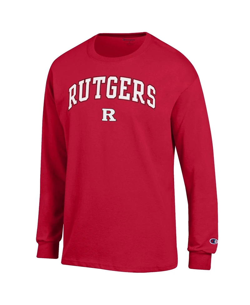 Champion Men's Champion Scarlet Rutgers Knights Arch Over Logo Long sleeves T-Shirt