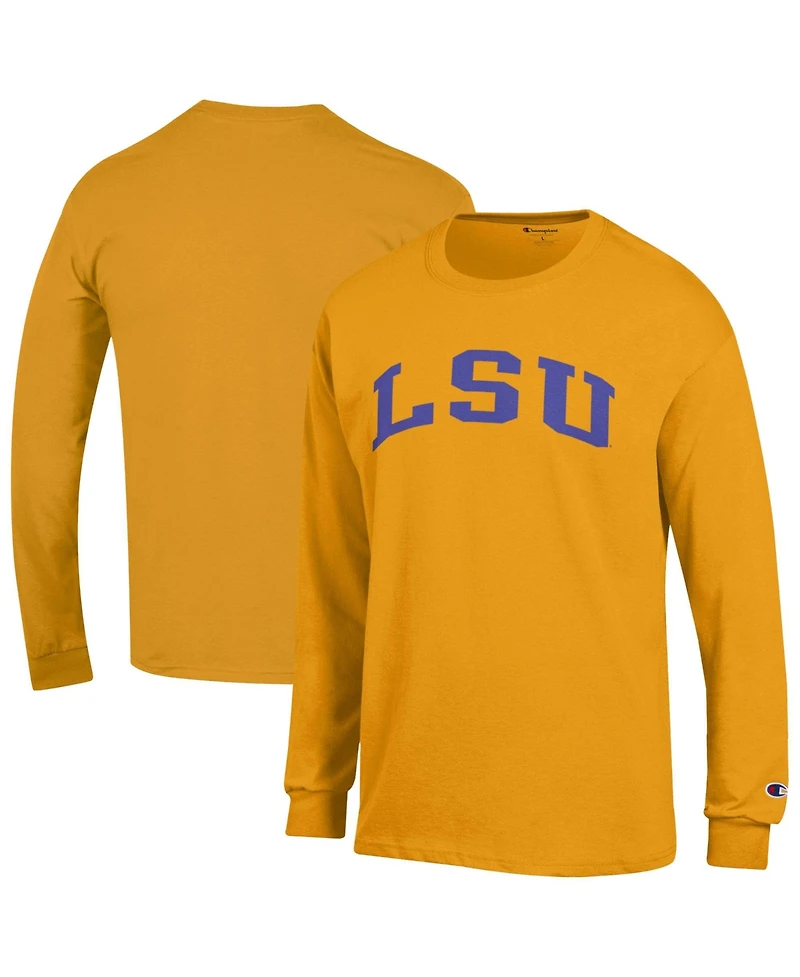 Champion Men's Gold Lsu Tigers Basic Arch Long sleeves T-Shirt