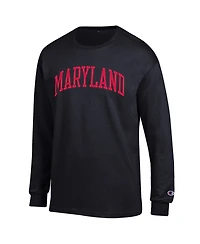 Champion Men's Black Maryland Terrapins Basic Arch Long sleeves T-Shirt