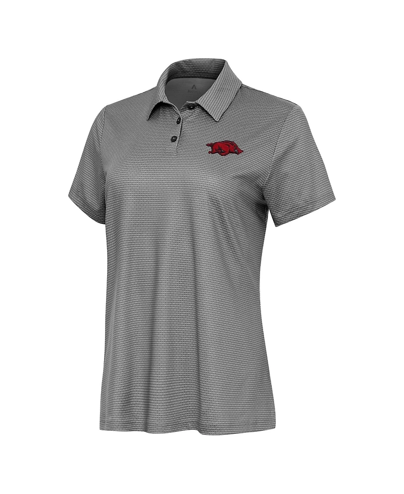 Antigua Women's White/Black Arkansas Razorbacks Rings Polo Shirt