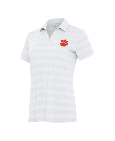 Antigua Women's White Clemson Tigers Tunnel Polo Shirt