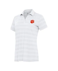 Antigua Women's White Clemson Tigers Tunnel Polo Shirt